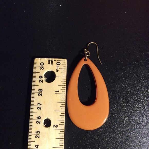 Tear Drop Orange Earrings - Picture 5 of 5